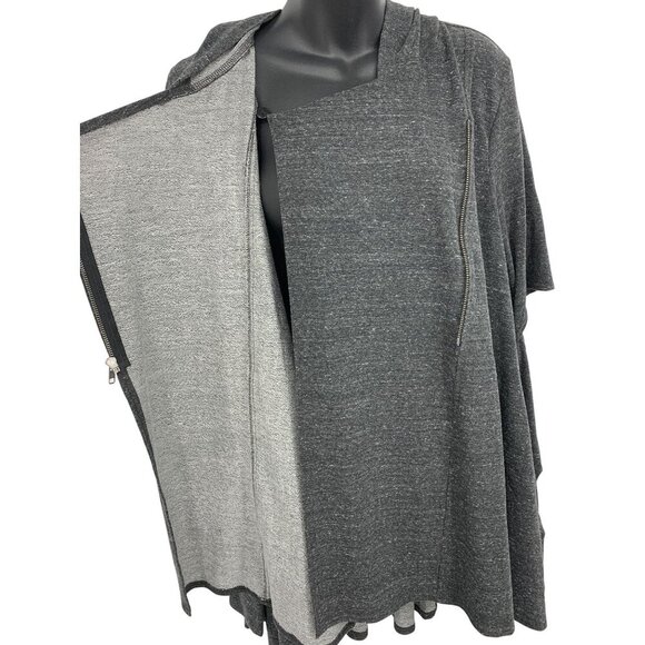 Terez Women Gray Sweater Jacket Top Large Short Sleeve Cut Out Asymmetrical New - Picture 7 of 11